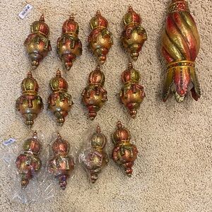 Festive Gold and Red Ornament Set